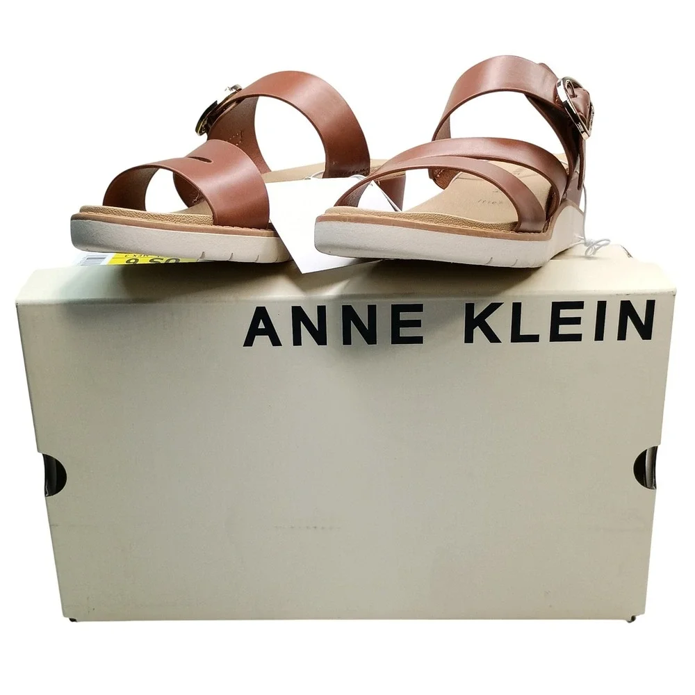 Anne Klein Aklalasa Wedge Sandal Women Size 6 Cognac Brown iflex AKLALASA-C